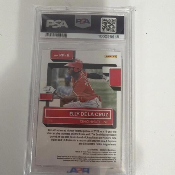 2022 Panini Donruss - Rated Prospect Elly De La Cruz #RP-6 Rapture (RC) - Picture 2 of 2